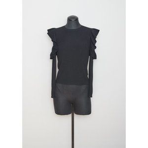 Club Monaco XS Black Cold Shoulder Sweater